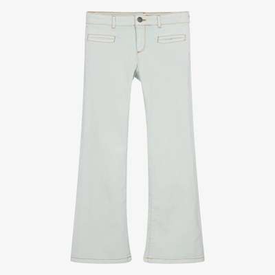 Shop Bonpoint Teen Girls Blue Denim Wide-leg Jeans