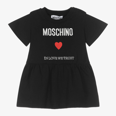 Shop Moschino Baby Girls Black Cotton Heart Dress