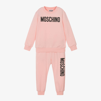 Shop Moschino Kid-teen Girls Pink Cotton Tracksuit