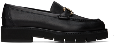 Shop Ferragamo Black Maryan Lug Loafers In 001 Nero