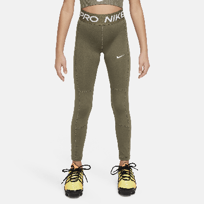 Shop Nike Women's  Pro Leak Protection: Period Girls' Dri-fit Leggings In Green