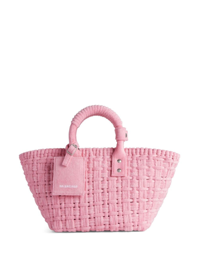 Shop Balenciaga Pink Bistro Xs Basket Tote Bag