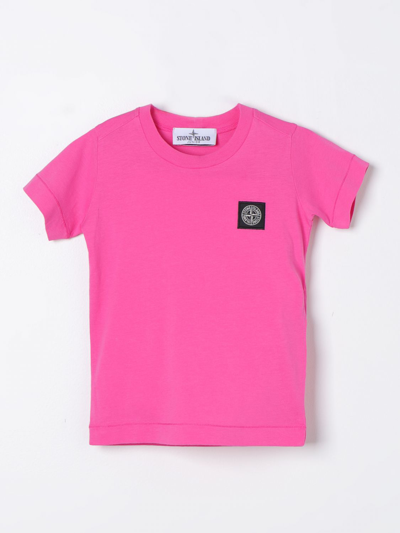 Shop Stone Island Junior T-shirt  Kids Color Fuchsia