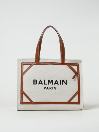 Shop Balmain Tote Bags  Woman Color Natural