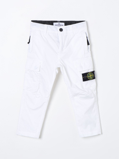 Shop Stone Island Junior Pants  Kids Color White