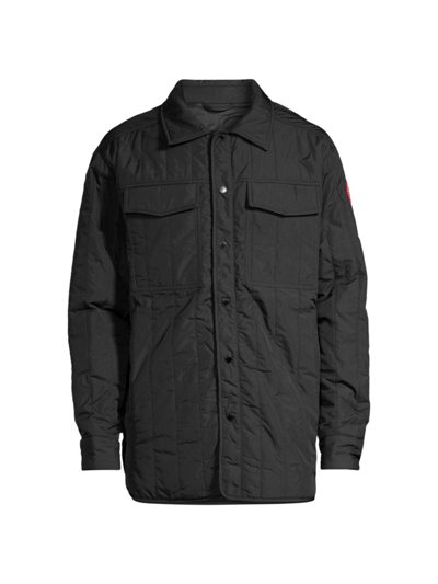 Shop Canada Goose Men's Carlyle Quilted Shirt Jacket In Black