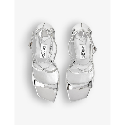 Jimmy Choo Lvr Exclusive 95mm Azia Leather Sandals In Silver