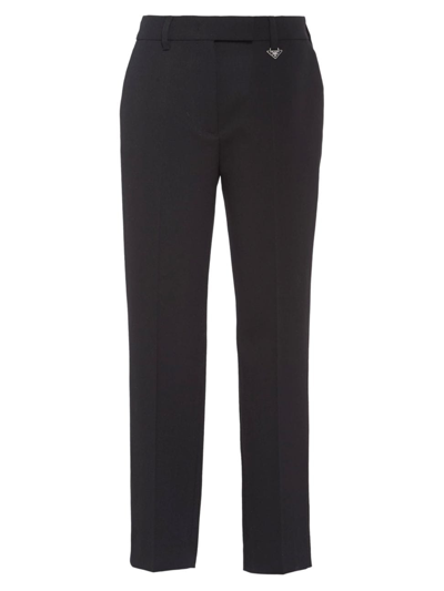 Shop Prada Women's Grain De Poudre Pants In Black