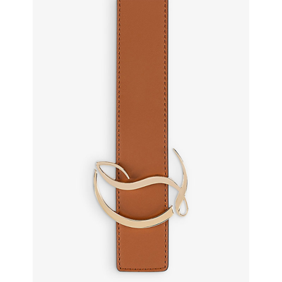 Shop Christian Louboutin Cl Logo-buckle Leather Belt In Cuoio