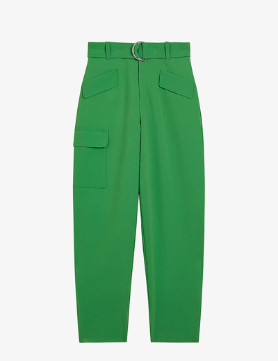 Shop Ted Baker Womens Mid-green Gracieh High-rise Stretch-woven Trousers