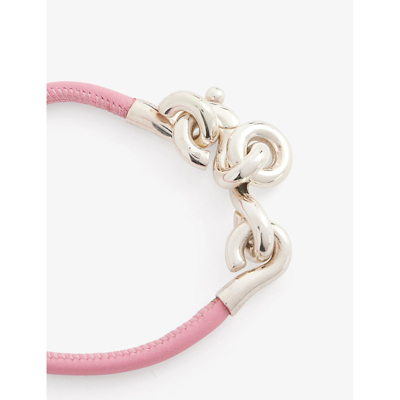 Shop Bottega Veneta Women's Ribbon Chain-knot Leather And Sterling-silver Bracelet