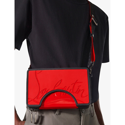 Shop Christian Louboutin Mens Black Adolon Logo-embellished Leather And Rubber Cross-body Bag
