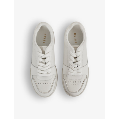 Shop Reiss Women's White Frankie Perforated Leather Low-top Trainers
