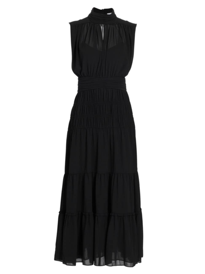 Shop Derek Lam 10 Crosby Women's Junia Sleeveless Tiered Midi-dress In Black