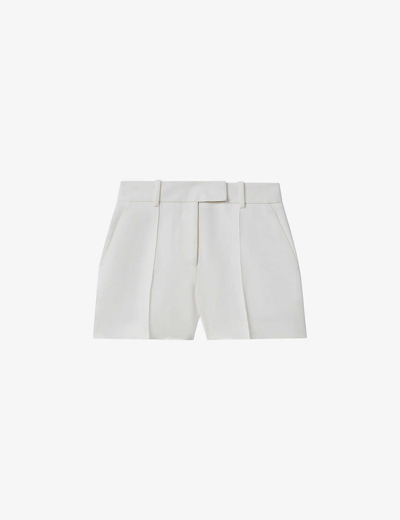 Shop Reiss Women's White Sienna High-rise Wide-leg Crepe Shorts