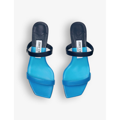 Shop Jimmy Choo Kyda 35 Leather Heeled Sandals In Blue