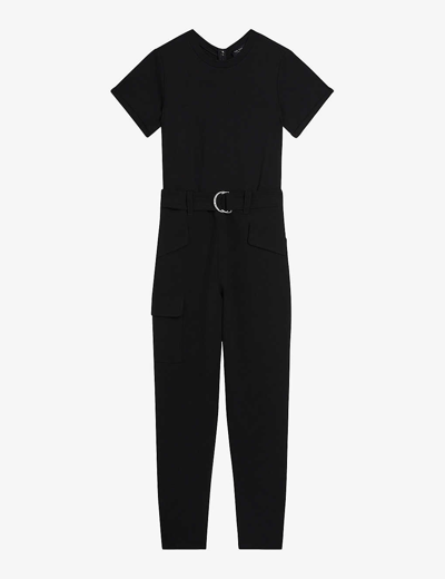 Shop Ted Baker Graciej High-rise Short-sleeve Stretch-woven Jumpsuit In Black