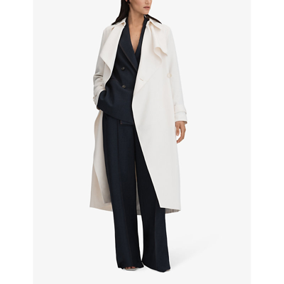 Shop Reiss Women's White Etta Self-tie Double-breasted Woven Trench