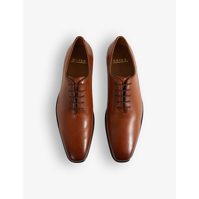 Shop Reiss Mens Light Tan Mead Lace-up Formal Leather Shoes