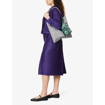 Shop Issey Miyake Bounce Pleated Wide-leg Mid-rise Knitted Trousers In Purple