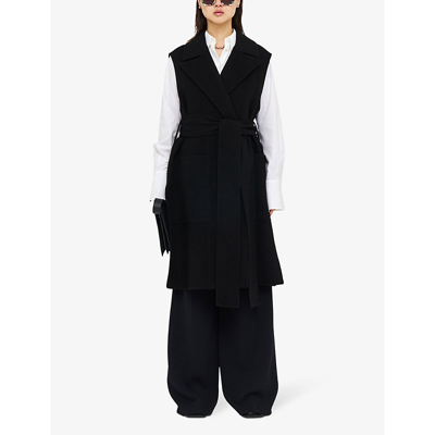 Shop Joseph Women's Black Garance Sleeveless Relaxed-fit Wool And Cashmere-blend Jacket