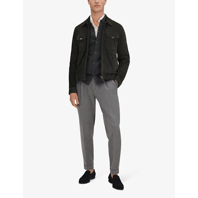 Shop Reiss Men's Charcoal Kiedler Button-down Long-sleeve Wool Cardigan
