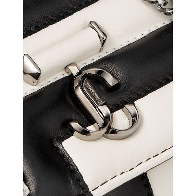 Shop Jimmy Choo Avenue Leather Wallet-on-chain In Blk/lat/ Silver