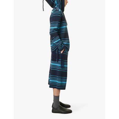 Shop Craig Green Striped Tassel-embellished Cotton-blend Shorts In Navy Mono-stripe
