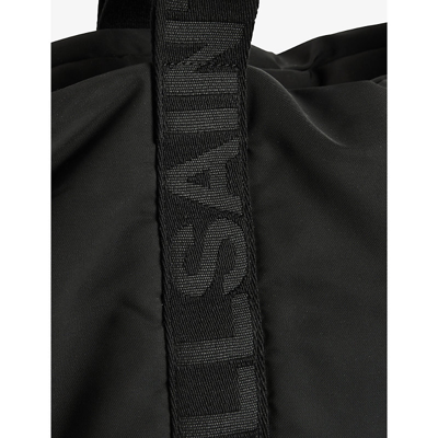 Shop Allsaints Esme Jacquard-strap Recycled-polyester Tote Bag In Black