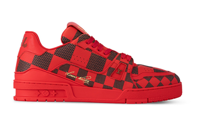 Pre-owned Louis Vuitton Lv Trainer Sneaker Damier Pop Red