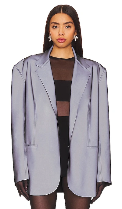 Shop Norma Kamali Oversized Single Breasted Jacket In Grey
