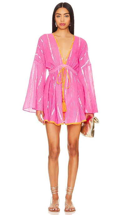 Shop Milly Cabana Olympia Lurex Dress In Pink