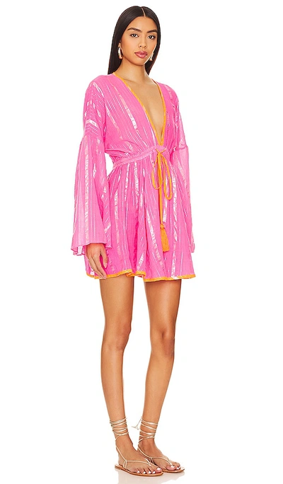 Shop Milly Cabana Olympia Lurex Dress In Pink
