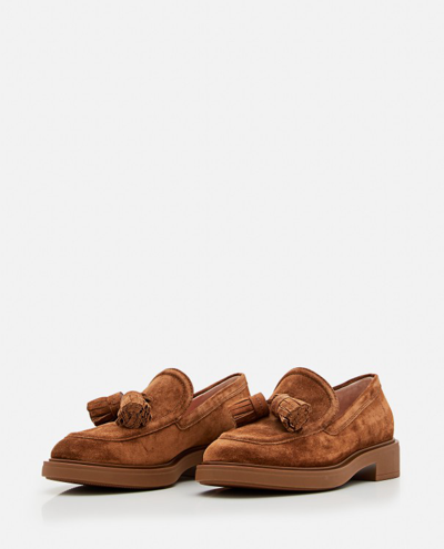 Shop Gianvito Rossi Suede Leather Loafers In Brown