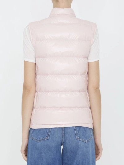 Shop Moncler Alcibia Short Down Vest In Pink