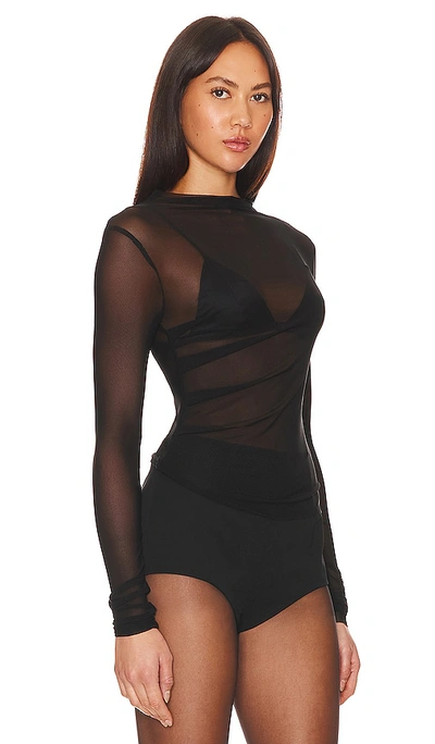 Superdown Eliza Sheer Mesh Top In Black