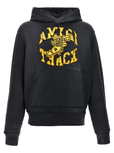 Amiri Track Patch-embellished Hoodie In Gray