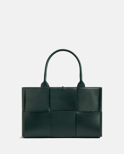 Shop Bottega Veneta Small Arc Leather Tote Bag In Green