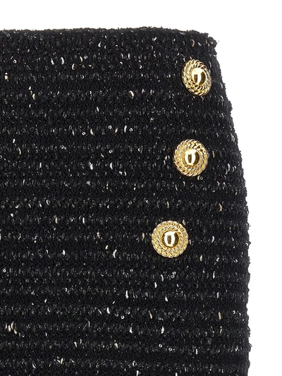 Shop Balmain Tweed Skirt In Black