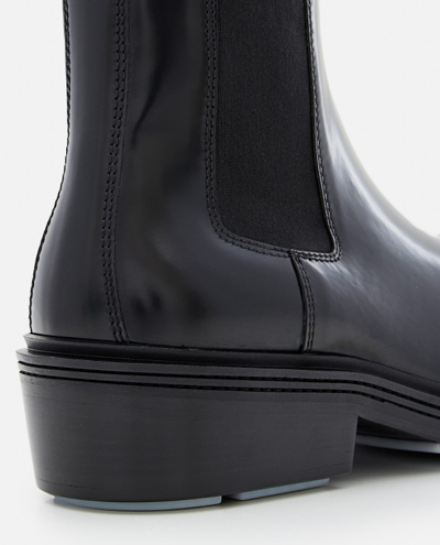 Shop Bottega Veneta Polished Leather Ankle Boot In Black