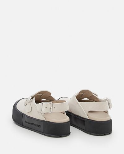 Shop Alexander Mcqueen Leather Sandals In Neutrals