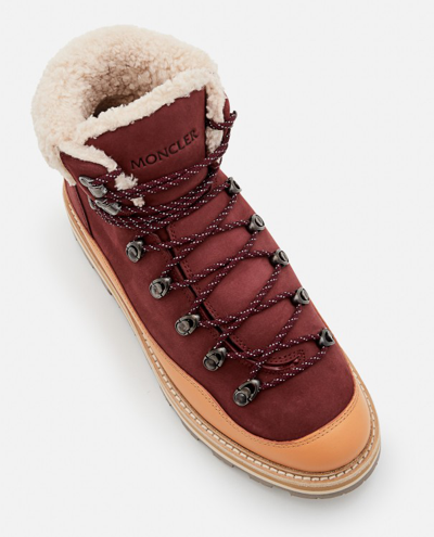 Shop Moncler Brown Leather Boots In Neutrals