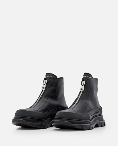 Shop Alexander Mcqueen Front Zip Boots In Black