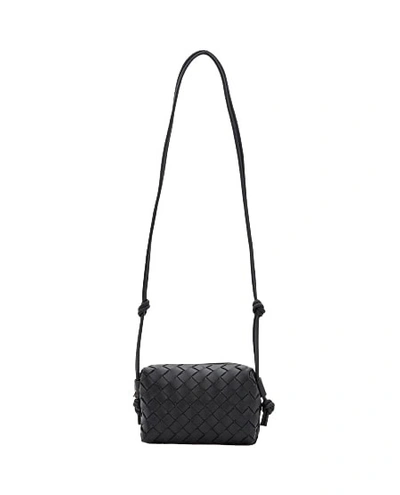 Shop Bottega Veneta Mini Loop Leather Shoulder Bag In Black