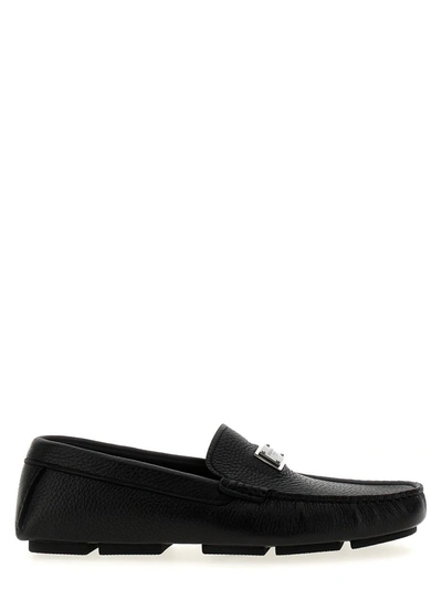 Shop Dolce & Gabbana Logo Leather Loafers In Black