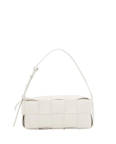Shop Bottega Veneta Small Brick Cassette Leather Shoulder Bag In White
