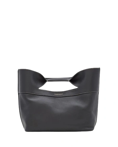 Shop Alexander Mcqueen The Bow Small Leather Tote Bag In Black