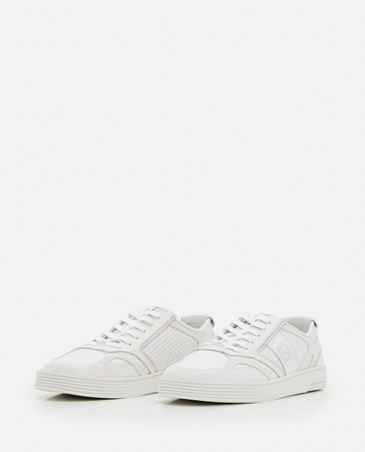 Shop Fendi Low Leather Sneakers In White