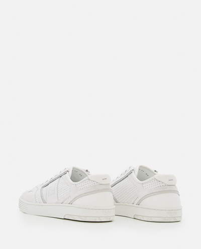Shop Fendi Low Leather Sneakers In White