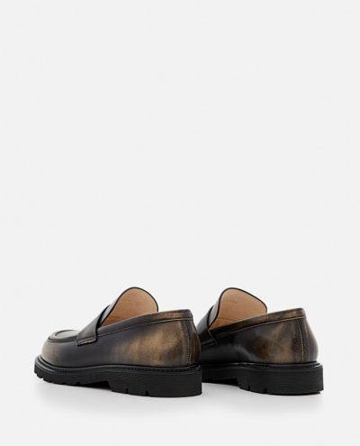 Shop Loewe Brown Leather Flat Shoes In Black